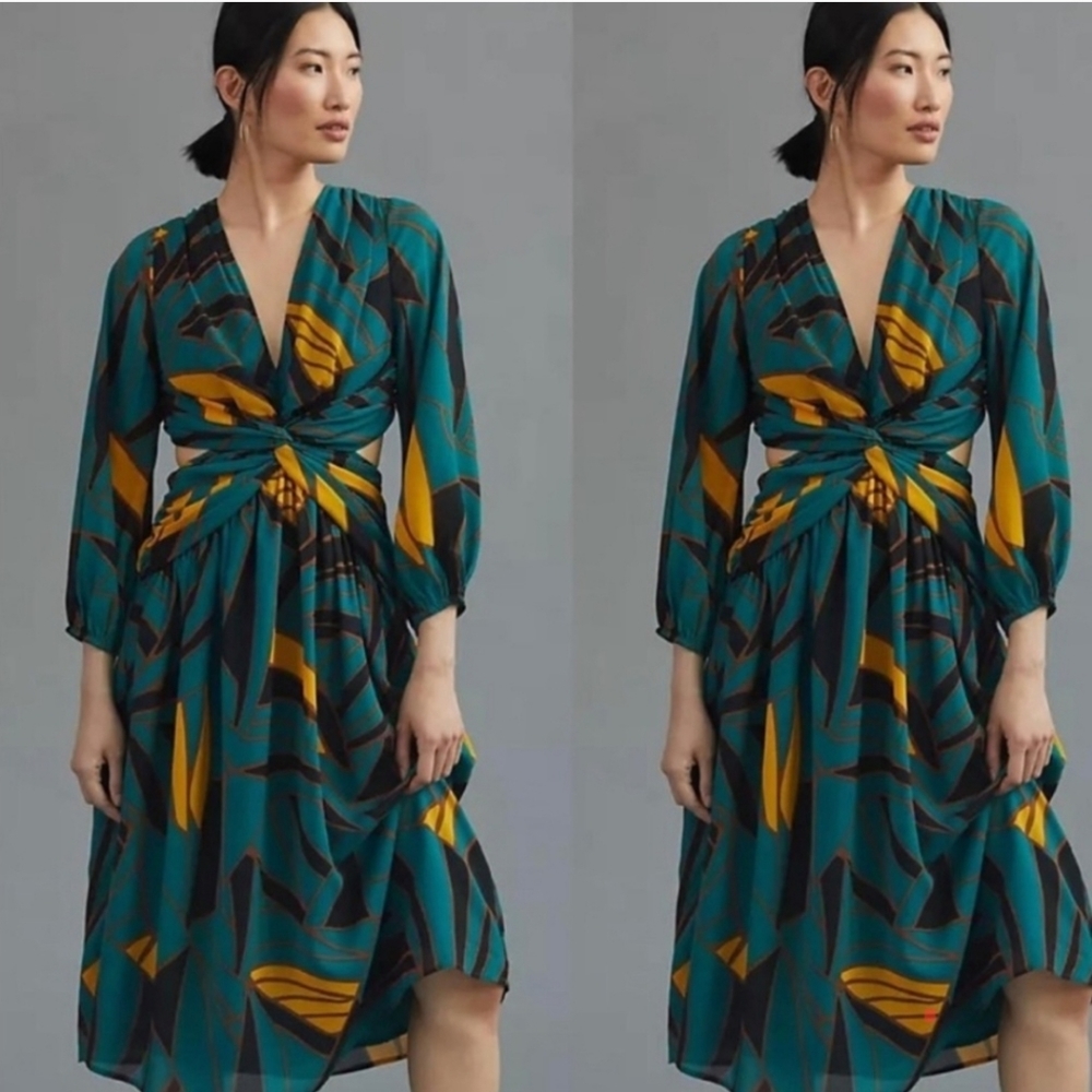 Ranna Gill anthropologie printed cut out dress